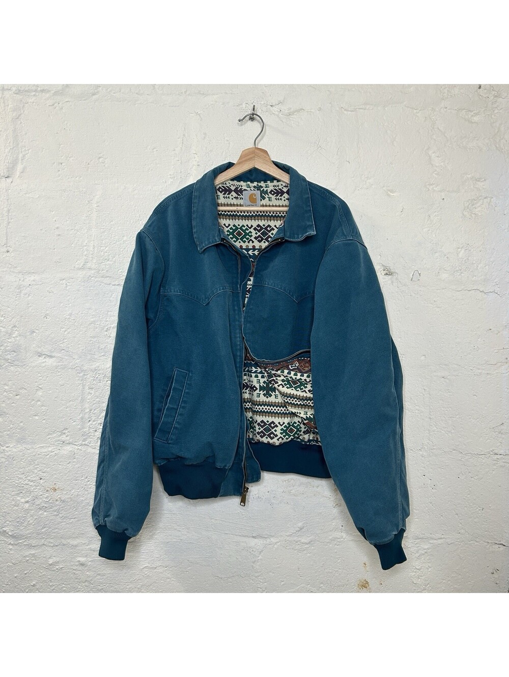Vintage Carhartt Southwest Aztec-Lined Santa Fe Jacket “Teal” JS1155 Men’s XL